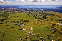 Aerial;Silverdale;Rodney;North_Shore_Airfield;Northern_Motorway;Auckland_blue_sk