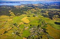 Aerial;Kaipara_Harbour;Rodney;green_fields;paddocks;Tasman_Sea;blue_sky;blue_sea