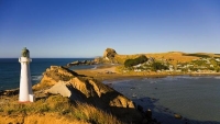 Castle_Point;Wairarapa;Blue_sea;blue_sky;cumulus_clouds;rocky_shorelines;sandy_b