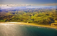 Aerial;Wairarapa_Coast;Wairarapa;Blue_sea;blue_sky;cumulus_clouds;rocky_shorelin