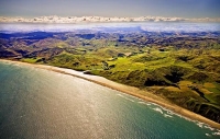 Takaka_and_River;Aerial;Wairarapa_Coast;Wairarapa;Blue_sea;blue_sky;cumulus_clou