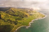 Aerial;Wairarapa_Coast;Wairarapa;Blue_sea;blue_sky;cumulus_clouds;rocky_shorelin