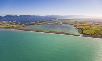 Aerial;Wairarapa_Coast;Wairarapa;Blue_sea;blue_sky;cumulus_clouds;rocky_shorelin