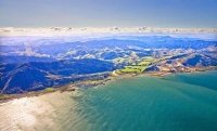 Aerial;Wairarapa_Coast;Wairarapa;Blue_sea;blue_sky;cumulus_clouds;rocky_shorelin