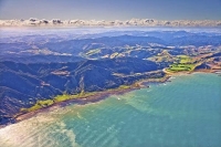 Aerial;Wairarapa_Coast;Wairarapa;Blue_sea;blue_sky;cumulus_clouds;rocky_shorelin