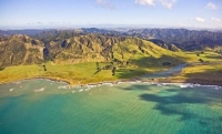 Aerial;Wairarapa_Coast;Wairarapa;Blue_sea;blue_sky;cumulus_clouds;rocky_shorelin