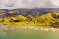 Aerial;Wairarapa_Coast;Wairarapa;Blue_sea;blue_sky;cumulus_clouds;rocky_shorelin