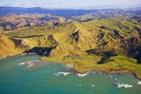 Aerial;Wairarapa_Coast;Wairarapa;Blue_sea;blue_sky;cumulus_clouds;rocky_shorelin