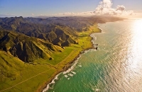 Aerial;Wairarapa_Coast;Wairarapa;Blue_sea;blue_sky;cumulus_clouds;rocky_shorelin