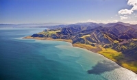 Aerial;Wairarapa_Coast;Wairarapa;Blue_sea;blue_sky;cumulus_clouds;rocky_shorelin