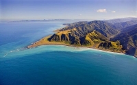 Aerial;Wairarapa_Coast;Wairarapa;Blue_sea;blue_sky;cumulus_clouds;rocky_shorelin