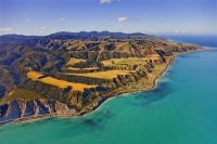 Aerial;Wairarapa_Coast;Wairarapa;Blue_sea;blue_sky;cumulus_clouds;rocky_shorelin