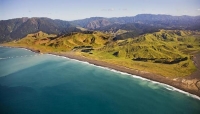 Aerial;Wairarapa_Coast;Wairarapa;Blue_sea;blue_sky;cumulus_clouds;rocky_shorelin