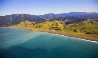 Aerial;Wairarapa_Coast;Wairarapa;Blue_sea;blue_sky;cumulus_clouds;rocky_shorelin