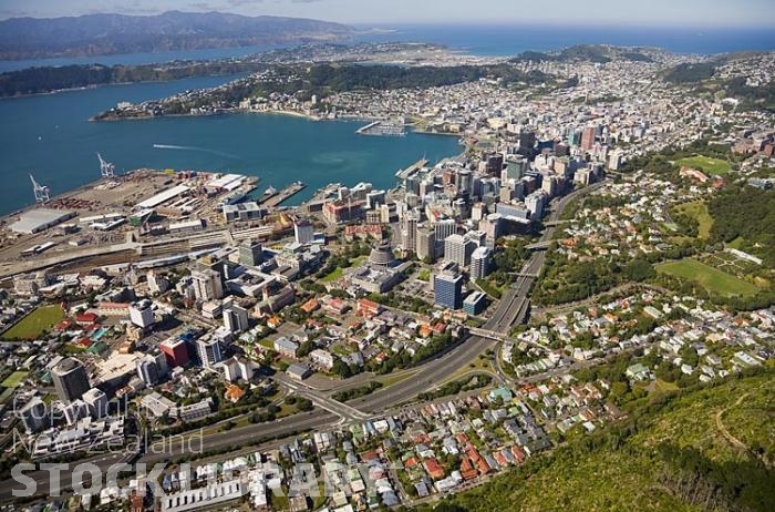 Aerial-Wellington-city looking south east-beehive-houses of parliament