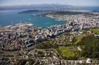 Aerial_Wellington_city_looking_south_east_beehive_houses_of_parliament