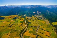 Aerial;green_fields;paddocks;brown_hills;hills;mountains;blue_sky;Hanmer_Range;A