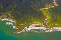 Aerial;Punakaiki_Coast;West_Coast;Highway_6;mountains;valleys;Pororari_river;Tas