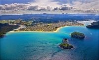 Aerial;Whangamata;Coromandel;sandy_beaches;bachs;holiday_homes;blue_sky;blue_sea