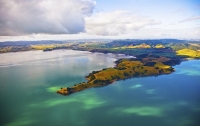 Aerial;Hauraki_Gulf;Whakakaiwhara_Point;bush;native_forrest;beaches;mud_flats;pa