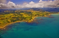 aerial;Otamaroa;blue_sea;blue_sky;sandy_beaches;sea;sea_fishing;harbour;bachs;Fi