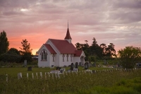 Awanui;Northland;cumulus_cloud;church;sunset;pink_sunset;cemetery