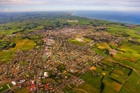 Aerial;Hawera;South_Taranaki_Coast;Dairy_Factory;sandy_beaches;golden_sand;cliff
