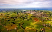 Aerial;Hawera;South_Taranaki_Coast;Dairy_Factory;sandy_beaches;golden_sand;cliff