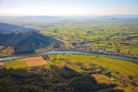 Aerial;Taupiri;Waikato_River;suburburban;bridge;green_fields;River;bridge;Maori_