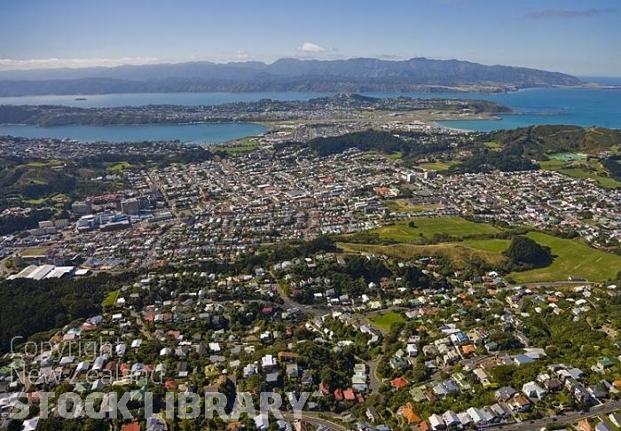 Aerial-Wellington-city-Rongotai-airport-Lysle Bay