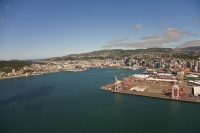 Aerial_Wellington_Wharf_containers_cranes_sheds_storage_sheds