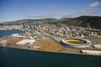 Aerial_Wellington_Wharf_containers_cranes_sheds_storage_sheds_caketin