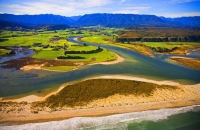 Aerial;Karamea;West_Coast;mountains;valleys;Karamea_river;Tasman_Sea;Sand_bar;go