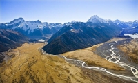 Aerial;Lake_Pukaki;South_Canterbury;Canterbury;Mount_Cook_Range;Mount_Cook_villa