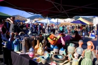 Nelson;Tasman_Bay;Market;stalls_plants;flowers;toys;wood_turning;crowds;shoppers