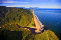 Aerial;Karamea;West_Coast;mountains;valleys;Karamea_river;Tasman_Sea;Sand_bar;go